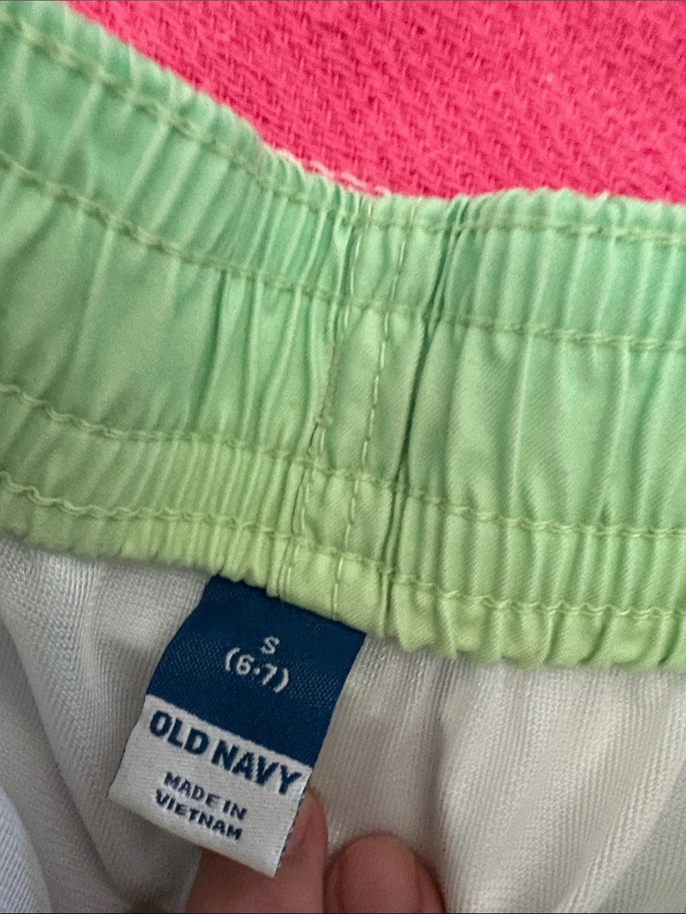 Old Navy Boys Swim Shorts in Neon Pink, Lime Green, White